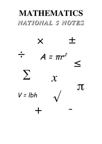National 5 Mathematics Notes By Tumshy Teaching Resources Tes