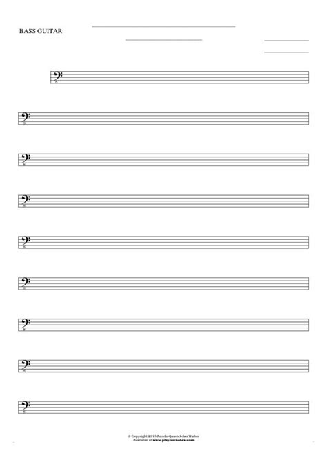 Highlighting the piano notes and sheet music notes. Free Blank Sheet Music - Notes for bass guitar | PlayYourNotes