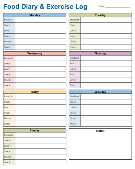 Free Diet And Exercise Journal Printable Printable Templates