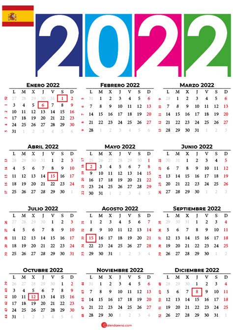Calendario Excel 2022 Con Dias Feriados Estados Unido