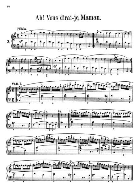 Mozart 12 Variations In C Major Ah Vous Dirai Je Maman K 265 Twinkle Twinkle Little Star Music