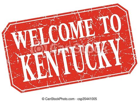 Welcome To Kentucky Red Square Grunge Stamp Canstock