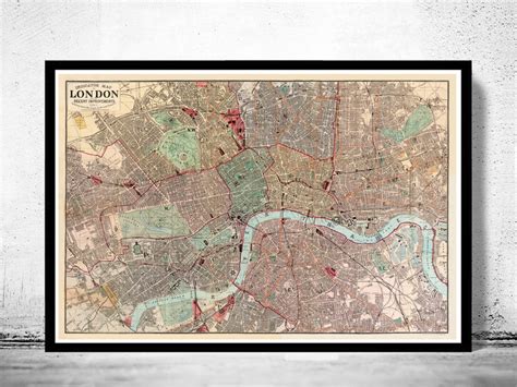 Old Map Of London 1880 Vintage Map Of London Vintage Maps And Prints