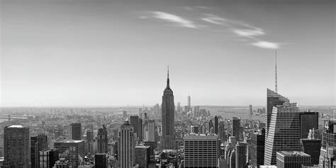 New York City Empire State Building Panorama Black And