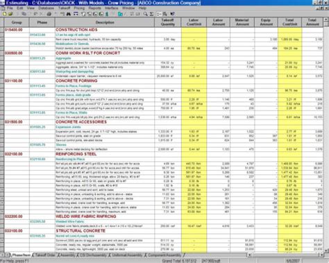 Free Download Road Construction Cost Estimate Spreadsheet With