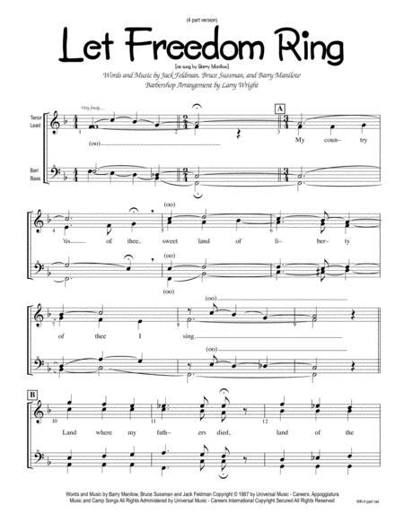Let Freedom Ring By Barry Manilow Jack Feldman And Bruce Sussman Digital Sheet Music For
