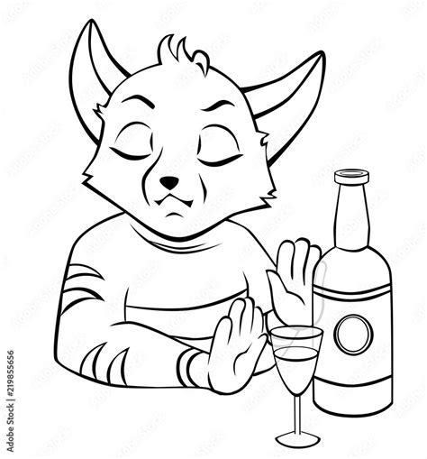 Сartoon Character Refuses Alcohol Coloring Page Stock Vector Adobe