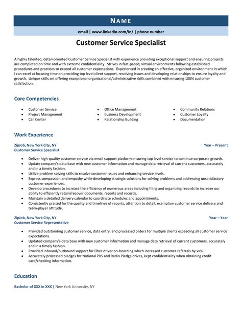 Customer Service Specialist Resume Example And Guide Zipjob