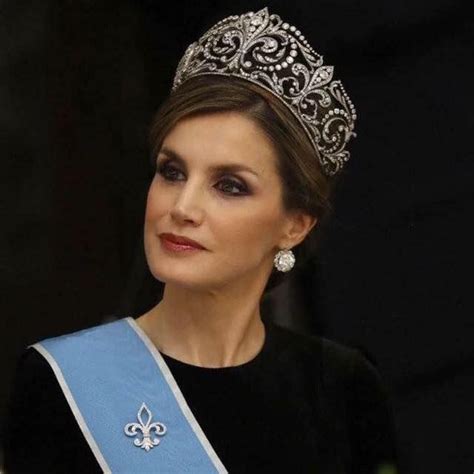 Queen Letizia Of Spain Wearing Her Fleur De Lys Tiara Which Was