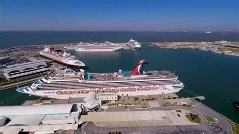Port Canaveral Aerials Of Record Breaking 6 Cruise Ships In Port At