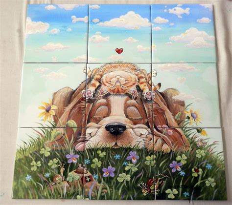 Lazy Day Afternoon Dog Tile Mural Our Decorative Tiles Of Comical