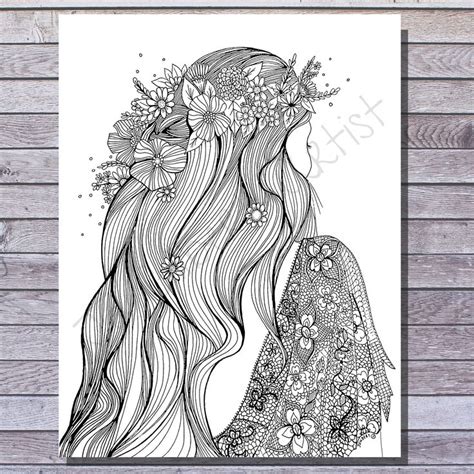 Printable Boho Coloring Page Hand Drawn Instant Download Etsy How