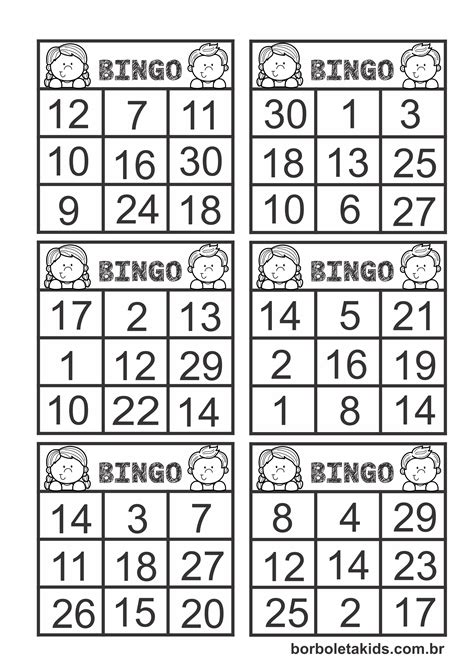 Bingo De Numeros Educação Infantil