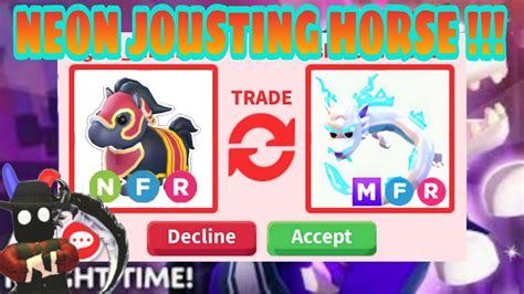 Trading Neon Jousting Horse Roblox Adopt Me Youtube