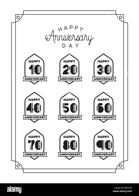 Happy Anniversary Card With Decades Stock Vector Image And Art Alamy