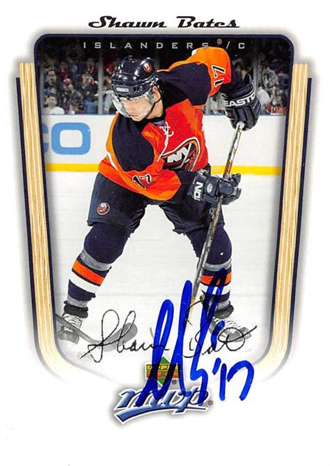 Shawn Bates Autographed Hockey Card New York Islanders Sc 2005 Upper