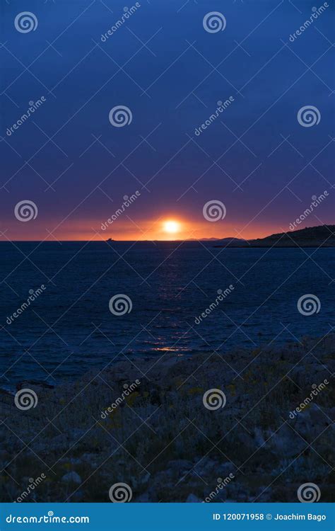 Beautiful Sunset And Dusk At Adriatic Sea In Croatia Europe Stock Photo