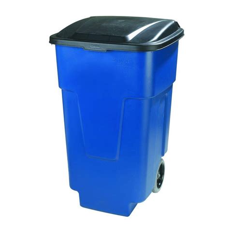 United Solutions 34 Gal Wheeled Outdoor Trash Can In Recycling Blue
