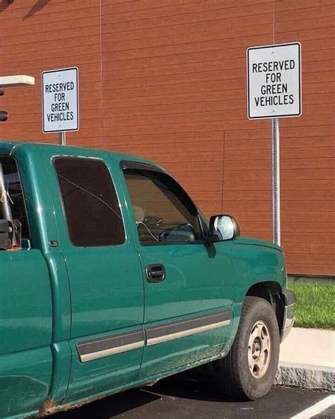 Green Vehicle Parking Only Rfunny
