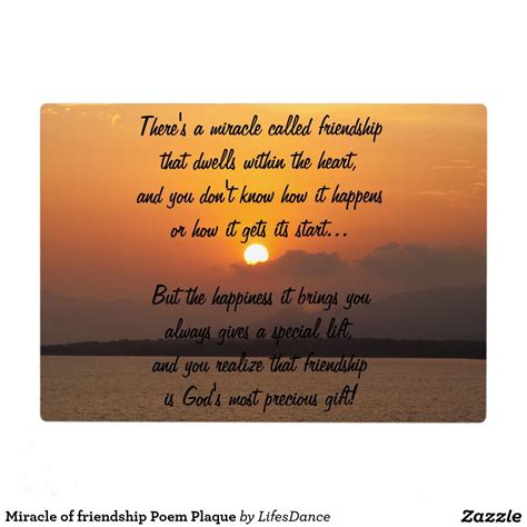 Miracle of friendship Poem Plaque | Zazzle.co.uk | Friendship poems, Poems, Friendship