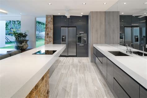 6x36 Amelia Mist Floor Tile Modern Kitchen New York By Roma