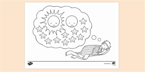 Free Joseph Dreaming Bowing To Sun Moon Stars Colouring Sheet