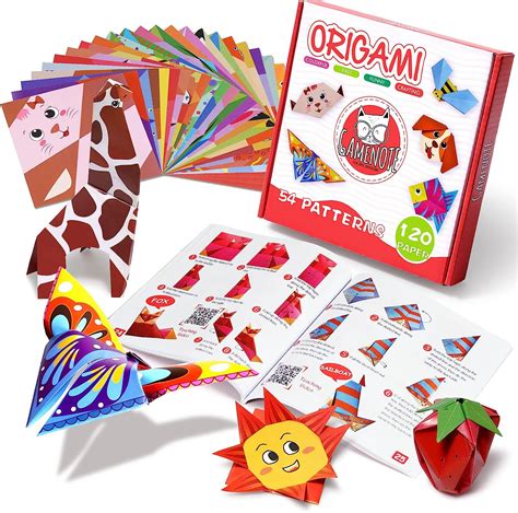Gamenote Colorful Kids Origami Kit 120 Double Sided Vivid