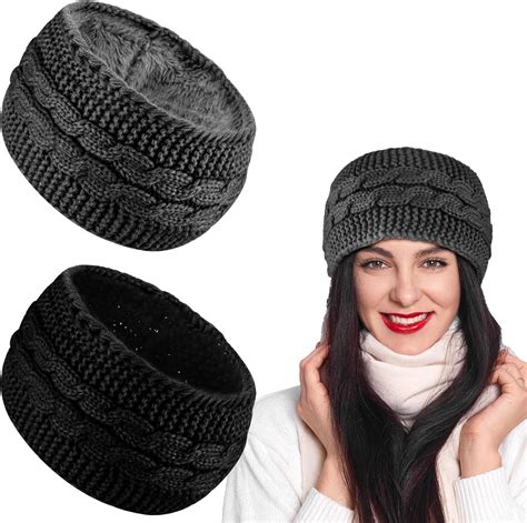 2pcs Winter Headbands For Women Thick Fuzzy Fleece Lined Ear Warmer
