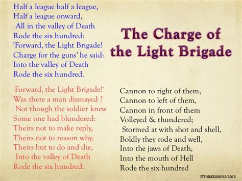 Alfred lord tennyson wrote 'the charge of the light brigade' in response to a battle wherein the british cavalry charged over open terrain in the battle of balaclava in the crimean 3 themes. Copy Of English Form 5 Literature : Captain Nobody By Dean ...
