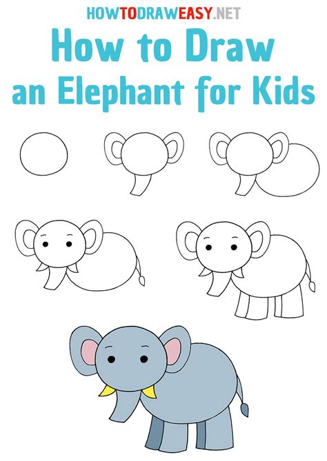How To Draw An Elephant For Kids How To Draw Easy