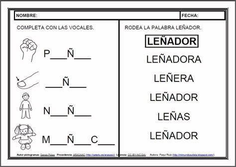 Materiales Fichas De Lectoescritura Ñ Fichas Para El Aprendizaje