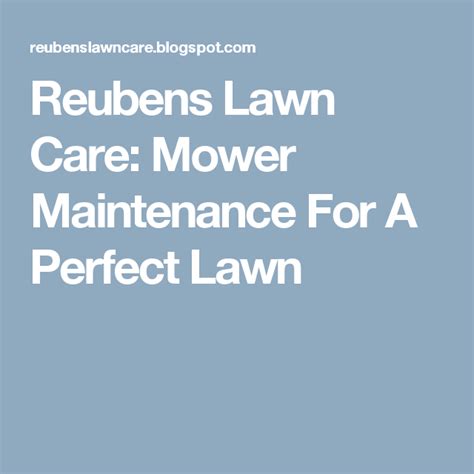 Reubens Lawn Care Mower Maintenance For A Perfect Lawn Lawn Care