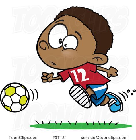 Cartoon Black Boy Playing Soccer 57121 By Ron Leishman