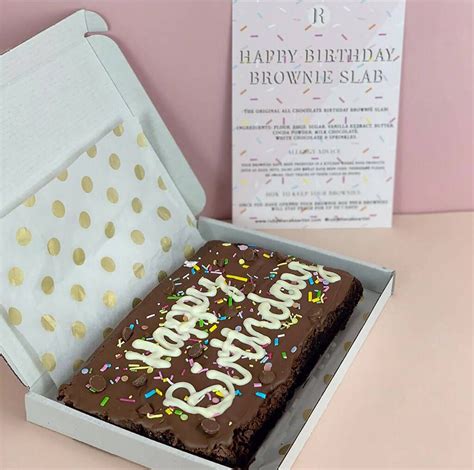 Personalised Birthday Letterbox Vegan Brownie Slab By Ruby The Cake