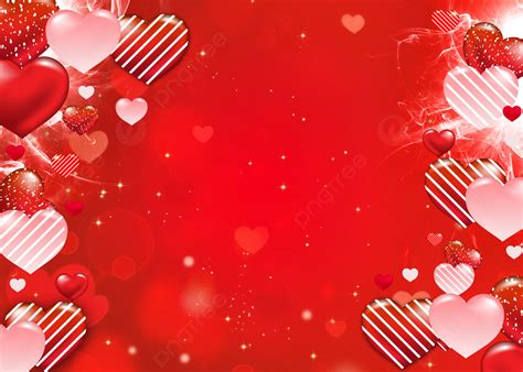 Background Indah Hari Valentine Merah Gelap Dengan Hati 3d Yang