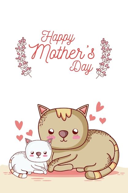 Premium Vector Happy Mothers Day Card With Cute Animals Cartoons