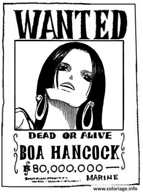 Coloriage One Piece Wanted Boa Hancock Dead Or Alive Dessin