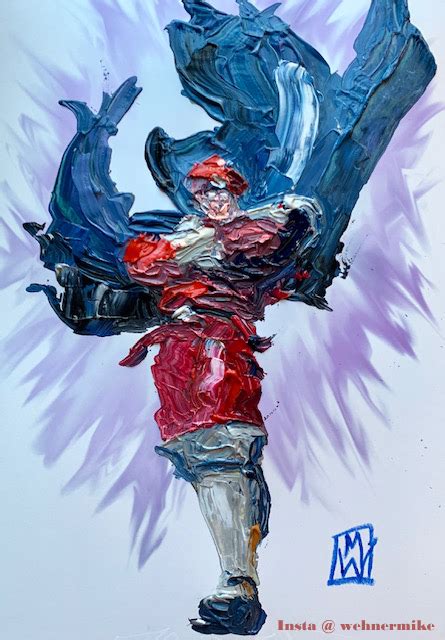 Artwork M Bison Palette Knife Painting 11x17 Slowly Working