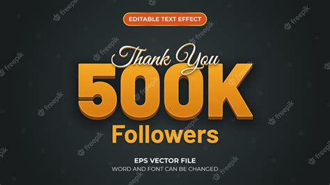 Premium Vector Text Effect Thank You 500k Followers