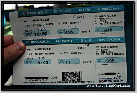 Korean Air Boarding Passes Traveling Mark