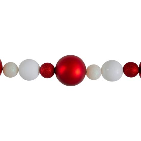 6 Red And White Shatterproof Ball Artificial Christmas Garland Unlit