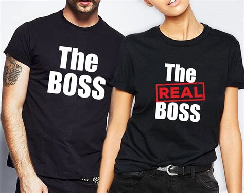 The BOSS & The REAL BOSS couple funny matching t-shirt set, Pärchen ...