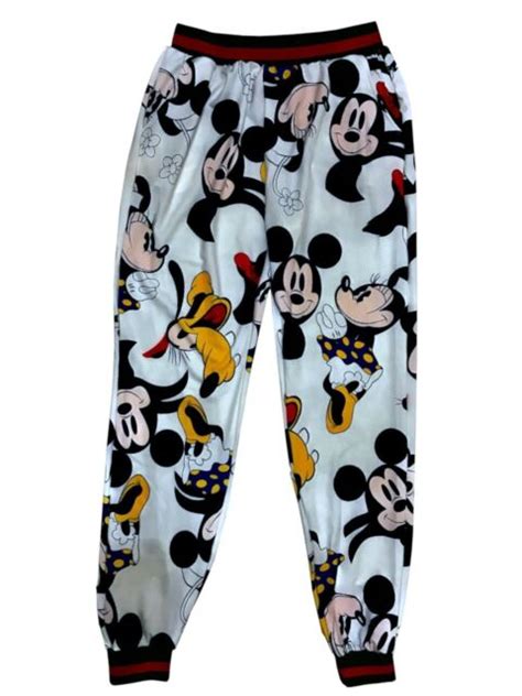 Womens Mickey Mouse Printed Jogger Pant Casual Wear Stretch Size Large