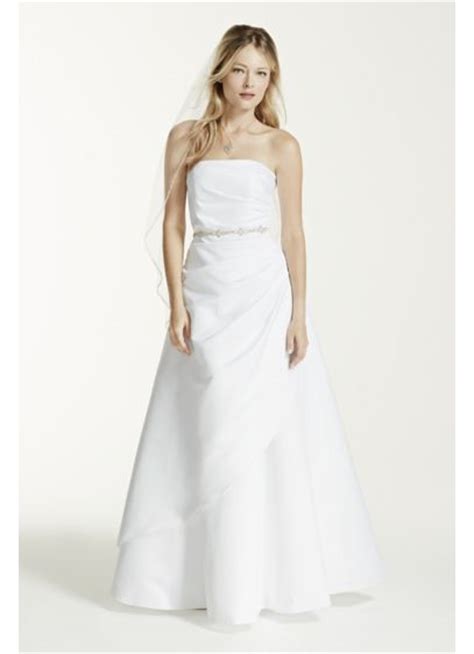 Satin A Line Wedding Dress With Asymmetrical Skirt David S Bridal