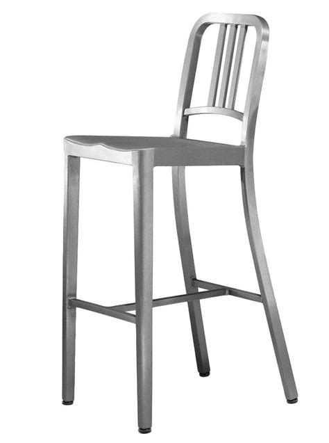 Navy Outdoor Bar Chair H 76 Cm Brushed Aluminium By Emeco Made In
