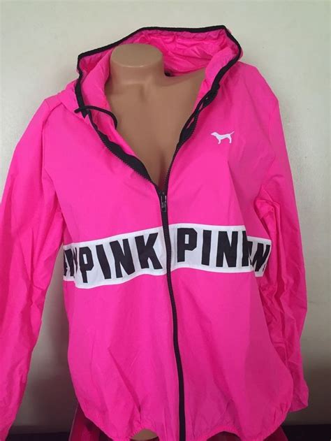 Victorias Secret Pink Windbreaker Hoodie Full Zip Ml Nwt Pink