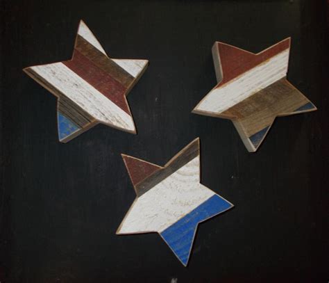 Set Of 3 Wood Stars 4th Of July Decor Patriotic Sign Wood Etsy In
