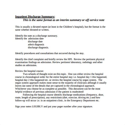 Free 11 Sample Discharge Summary Templates In Pdf Ms Word