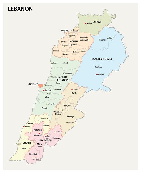 Bản đồ nước Liban Lebanon Map khổ lớn năm 2023