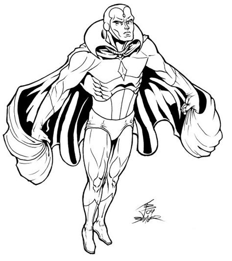 Marvel Avenger Vision Coloring Pages | LineArt: Hero-Detailed